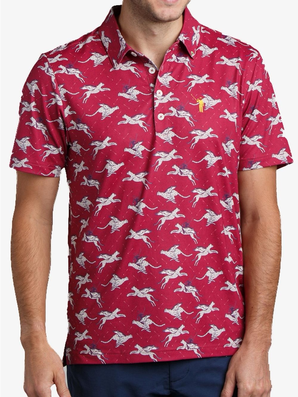William Murray Golf Shirt Polo Mens L Performance Here Kitty All Over Print AOP